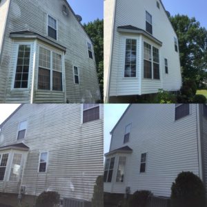 Before and after vinyl siding cleaned